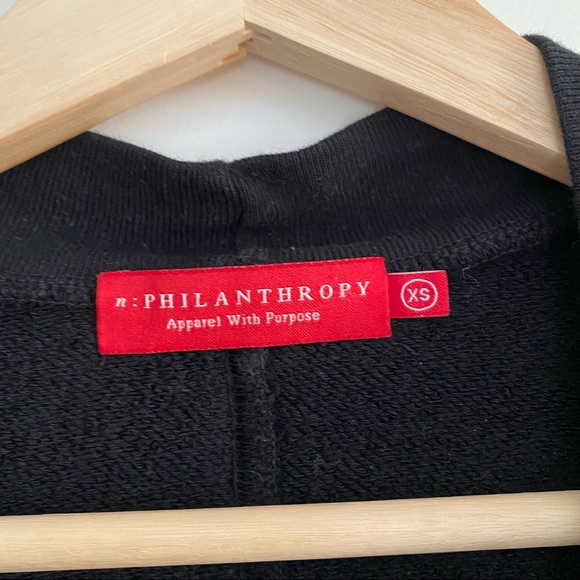 n:PHILANTHROPY Oversized Open Front Sweatshirt Cardigan black size XS - Picture 11 of 12